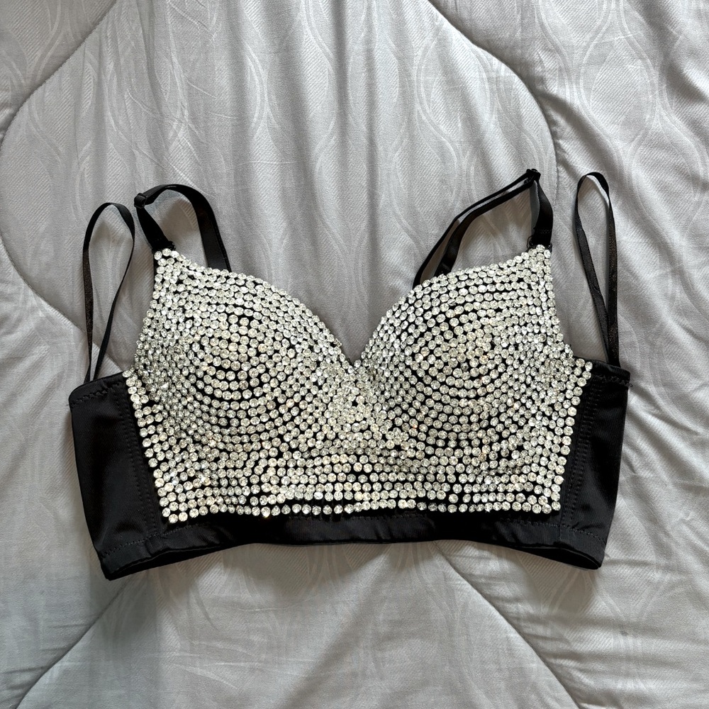 Womens Rhinestone bustier top